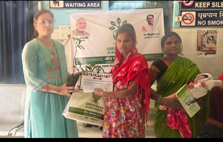 नए बच्चों के जन्म पर 13 माताओं को दिए गए 65 फलदार पौधे