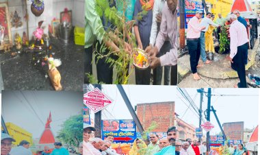 गुरु पूर्णिमा महोत्सव के अवसर पर श्री रूद्रेश्वर महादेव मंदिर में पूजा अर्चना कर वृक्षारोपण कि शुभारम्भ किया गया